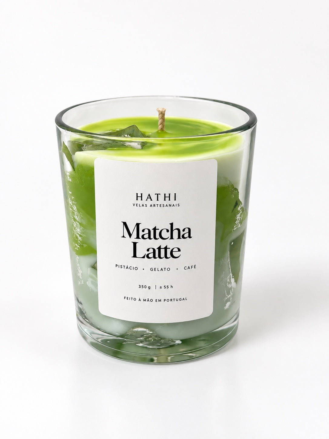 Vela HATHI Matcha Latte — vista frontal