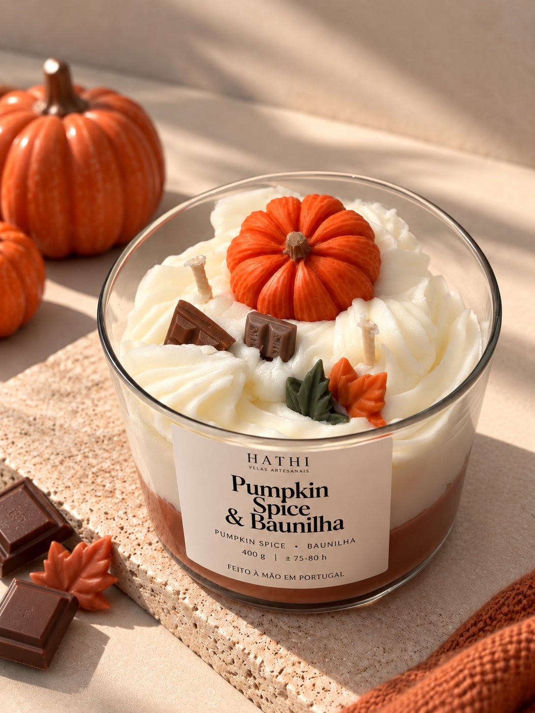 Vela Pumpkin Spice & Baunilha HATHI vista de cima