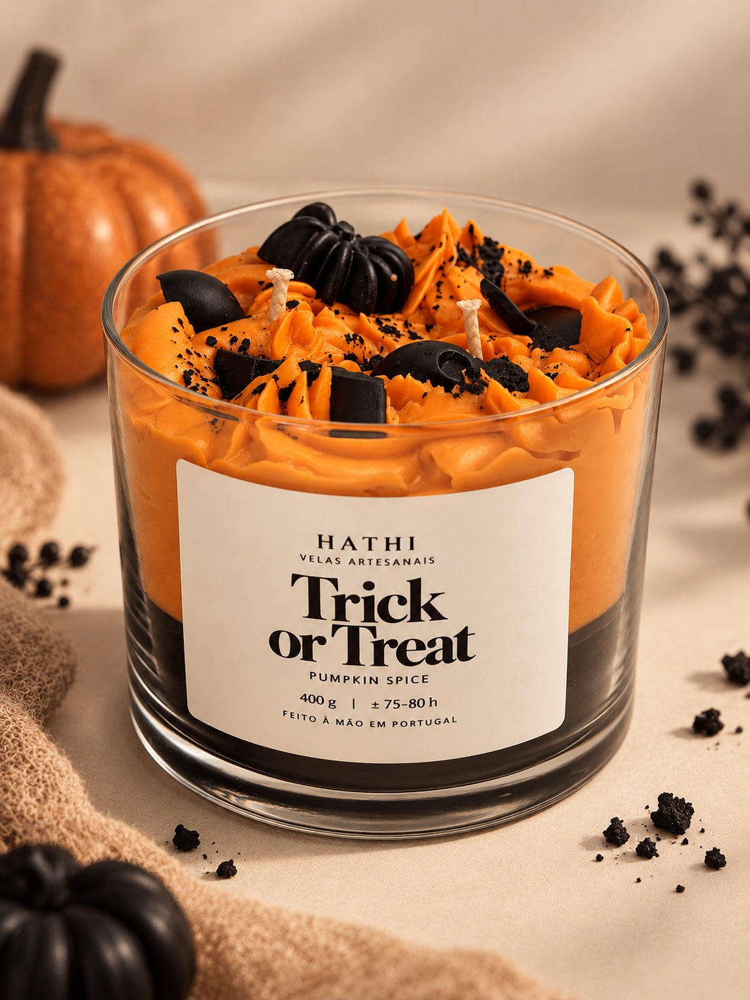 Trick or Treat — vela artesanal Halloween HATHI, fotografia 1